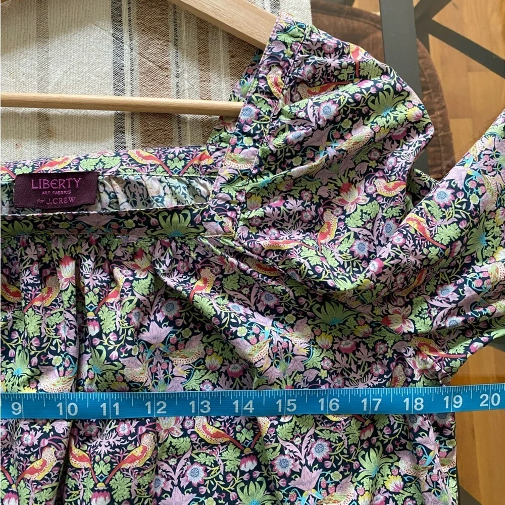 J. Crew Liberty Fabric Strawberry Thief Peony Print Square Neck Penny Blouse 4